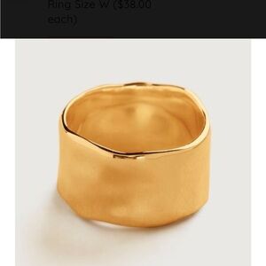 Monica Vinader Siren Muse Wide Ring, 18K Gold Vermeil size 8, size 9